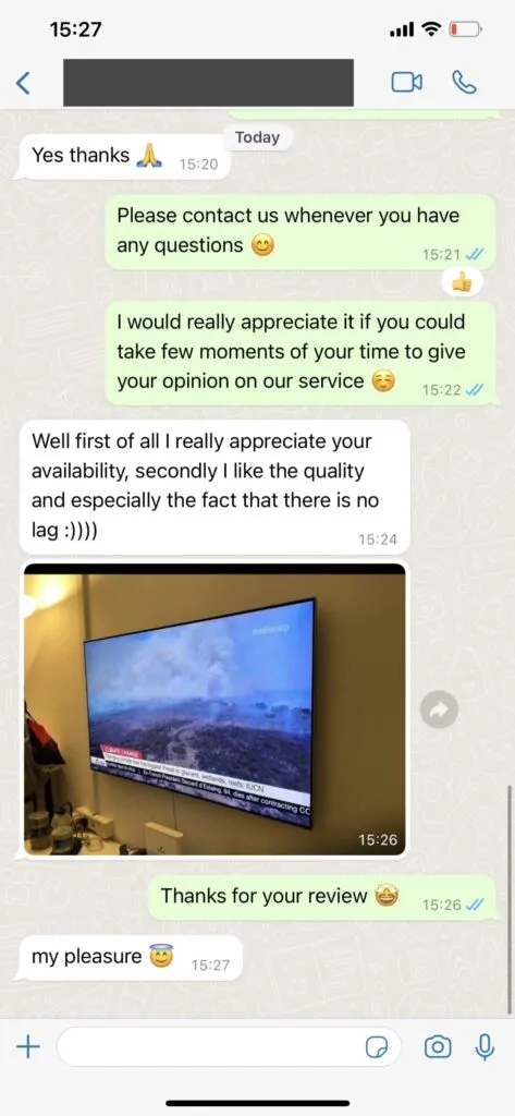WhatsApp customer chat feedback screenshot 2