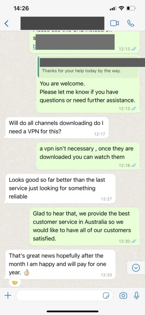WhatsApp customer chat feedback screenshot 3